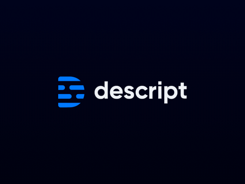 Descript Logo Animation video animation design rounded color shapes motion process final logotype option logo mark transition blue color logotype frame rate sequence final brand identity service style guide color palette branding project digital brand book
