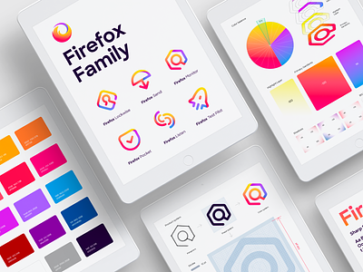 Firefox family identity guide, color palette colourful creative