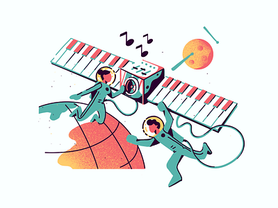 #Randominds: Music Satellite 2d art 2d design characters illustration illustration art illustration design illustration digital moon music piano ramotion satellite sound space ui ui design