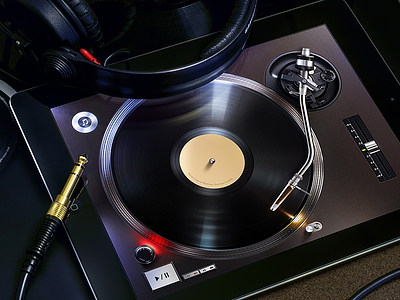Turnplay for iPad | UI, UX, App, Design, Interface, iPhone app application appstore audio button design development dj headphones interface ipad jack light metal mixing mobile music player ramotion real realistic record sound tablet tonearm turnplay turntable ui user interface vinyl