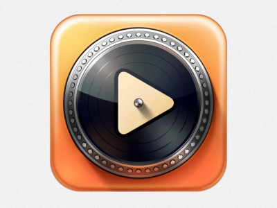 Turnplay App Icon app appstore audio black design icon icons ios logo metal mobile music orange play ramotion record texture turnplay turntable vinyl
