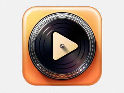 Turnplay v.1.1 app application appstore black design icon icons ios ipad logo metal mobile music orange ramotion record texture turnplay turntable vinyl