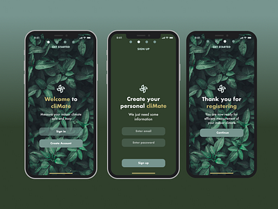 Indoor Climate App Design app application daily ui 001 daily ui design challenge design sign up page ui ui design ux