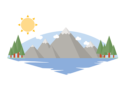 Nature Scene flat lake landscape mountains nature outdoors outside scene trees vector