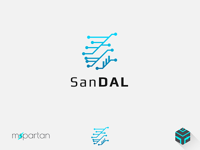 sandal design Mathematical Statistics and Data Science agency app backup blue box business technology communication data database digital endless data hardware hosting infinity infinity host information innovation internet logo logotype