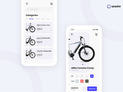 eBike shop app clean design flat ui