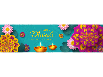 Diwali, festival of lights holiday banner. 3d deepawali design diwali diya festival of lights fire flower illustration india indian lamp lotus oil papercut rangoli vector