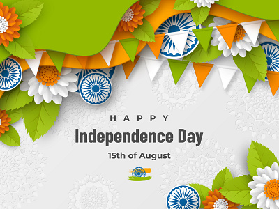 Indian Independence day holiday design. 3d art abstract background color design flag flowers holiday illustration independence day india indian layered leaves national papercut republic tricolor vector wheel