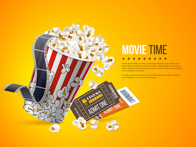 Cinema and movie poster design. 3d background cinema cinemagraph design entertainment film illustraion movie movie poster online popcorn reel tickets tv vector yellow