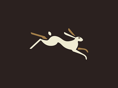 Rabbit illustration logo mark rabbit running symbol