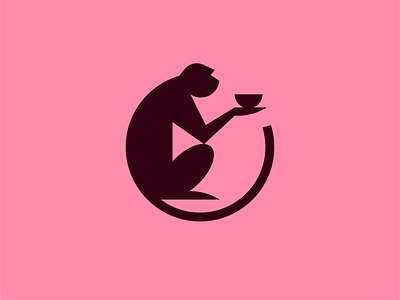 Monkey with bowl animal bowl food japan logo mark monkey ramen restaurant symbol