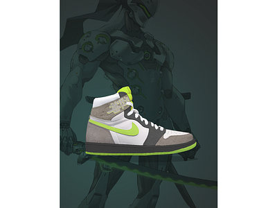 Air Jordan 1 High "Hanzo" Custom Design air jordan customized design genji graphic design jordan overwatch sneaker sneaker art