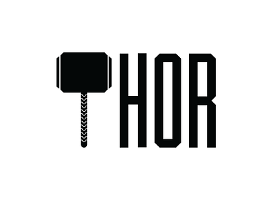 "Thor" Simplified blackandwhite design expressive typography illustration marvel minimalist design mjolnir thor type art typography