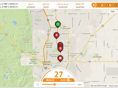 Trip replay driving map orange player trip web app