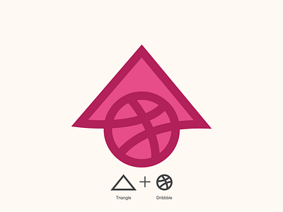 Triangle + Dribbble aplikasi desain identitas ikon ilustrasi logo merek minimal monoline tipografi vektor