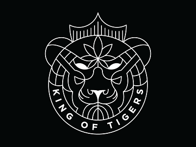 King of tigers desain identitas ikon ilustrasi logo merek minimal monoline tipografi vektor