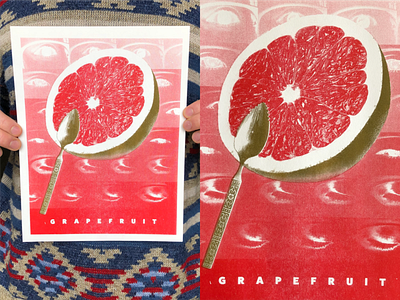 Grapefruit Riso fruit juicy photo illustration risograph risoprint