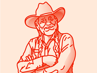 Howdy, Willie color gradient graphic design illustration monoline person portrait red willienelson