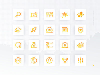 Broker's icon set icon set icons landing page trading platform vector