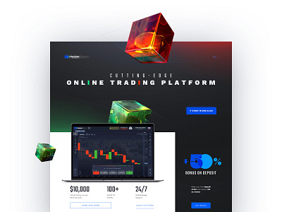 Cutting-edge landing page 3d max binary fintech madeontilda sum trading web design wip