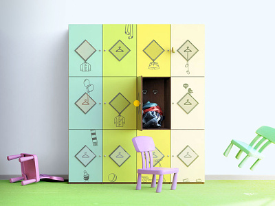 Hobby Land lockers 3d branding graphic design kids kindergarten sum visual identity