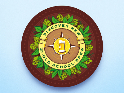 Compass beer coaster compass playoff ribbon vector