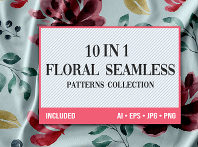 10 Floral Seamless Patterns Collection floral illustration pattern bundle patterns
