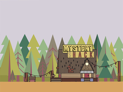 Mystery Cabin cartoon design draw illustration illustrator ilustración landscape sketch vector