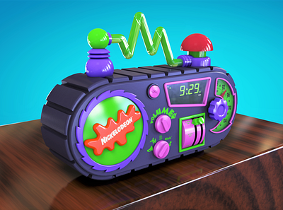 Nickelodeon Time Blaster AM/FM Alarm Clock 3dmodeling 90skid alarm clock cinema4d design nickelodeon nostalgia rendering