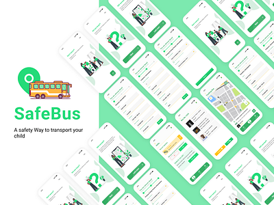 SafeBus app design bus illustration mobile design school bus schoolbus tracking system transport transport system ui uidesign uiux ux ux design