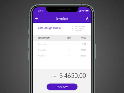 Daily UI 046: Invoice buttons dailyui dailyuichallenge design invoice invoice design lists mobile payment purple sketch ui uidesign