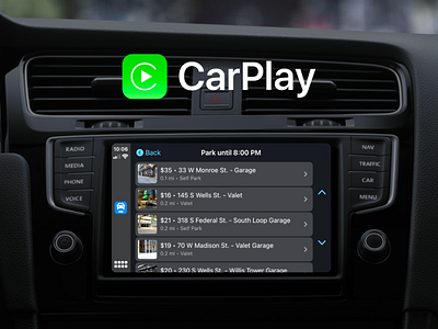 SpotHero for CarPlay carplay driving in car ios iphone navigation parking parking app