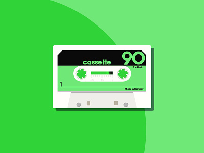 90 Cassette Tape audio cassette flat illustration mixtape music old school retro tape vector