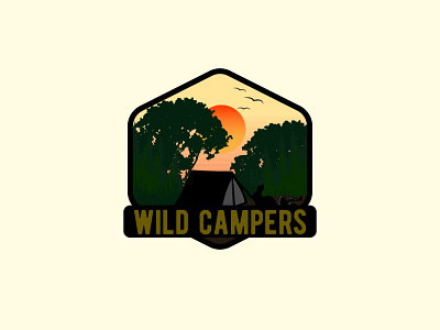 Wild Campers adventure camp camping camping logo creative logo fire green jungle landscape logo logo design logo emblame nature nature logo pictorial rabbit tree logo vector wild
