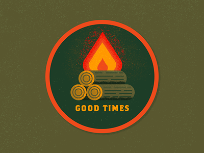 Good times adventure art design fire good times graphic design icon illustration illustrator logo logs outdoor badge patch shapes travel vector