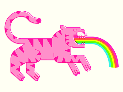 Spitting rainbows animal art design drawing graphic design illustration illustrator print rainbow risograph shapes tiger vector