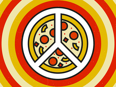 Peace, Love & Pizza art design flat food graphic design icon illustration illustrator love pattern peace pizza shapes thick lines vector