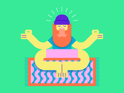 Meditate beanie beard branding character design graphic design illustration meditation relax vector zen