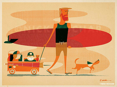 Midsize Fit dog kid shorts surf surfboard wagon