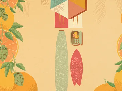 Hopical Citrus aloha beach cant hawaii illustration kombucha oranges packaging picnic surf surf art surfboard vintage