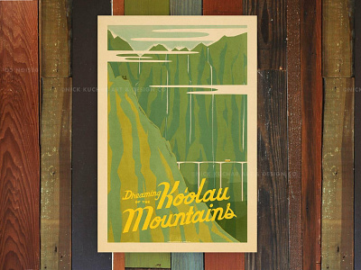 Dreaming Of The Ko'olau Mountains aloha hawaii illustration mountains oahu poster print vintage