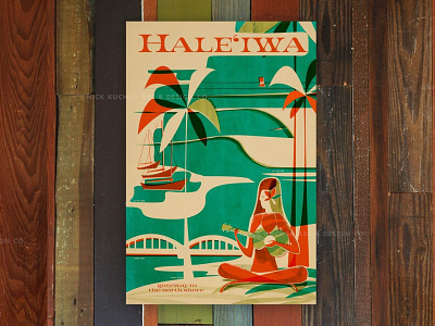 Hale'iwa Girl character hawaii illustration illustration art director design north shore oahu palm tree vintage woman