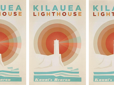 Kilauea Lighthouse hawaii hawaiian illustration kauai lighthouse midcentury modern print retro vintage