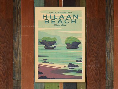 Hilaan Beach beach guam illustration ocean poster print vintage