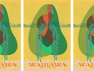 Wahiawa Welcomes You aloha hawaii illustration lei oahu print retro surf surf art vintage