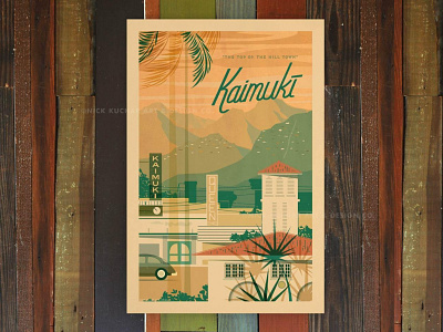 Kaimuki aloha architecture hawaii historic illustration oahu print retro vintage