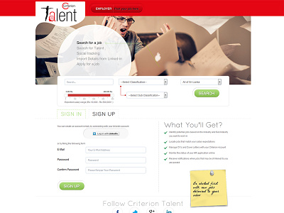 Criterion Talent design job login recruitment simple ui ux website
