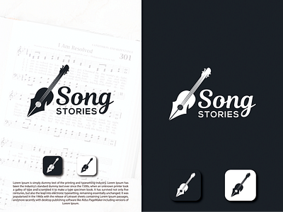 Song Stories art black white branding combination combination logo creative design designer logo pen simple song songwriter stories vector