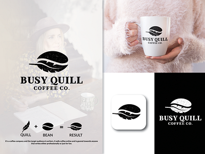 Busy Quill Coffee Co art beans branding classic coffee combination logo creative design designer designs logo logoawesome logodesign mark quill simple vector vintage writers writing