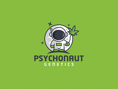 Psychonaut Genetics art astronaut branding cannabis creative designer fun design genetics green idea illustration logodesign logos playful logo space